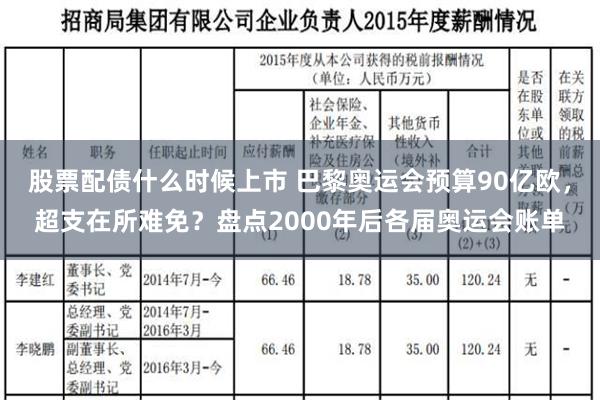 股票配债什么时候上市 巴黎奥运会预算90亿欧，超支在所难免？盘点2000年后各届奥运会账单