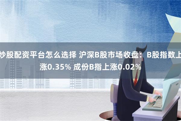 炒股配资平台怎么选择 沪深B股市场收盘：B股指数上涨0.35% 成份B指上涨0.02%