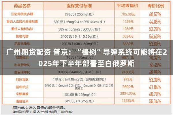 广州期货配资 普京：“榛树”导弹系统可能将在2025年下半年部署至白俄罗斯