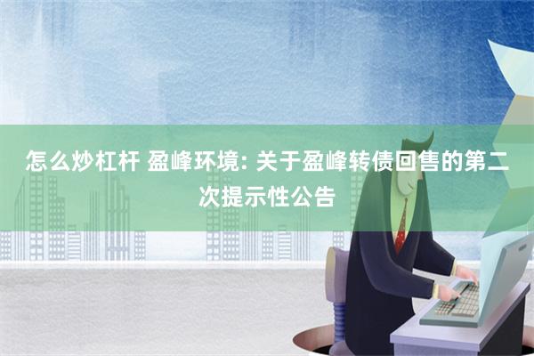 怎么炒杠杆 盈峰环境: 关于盈峰转债回售的第二次提示性公告